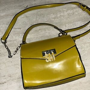 Steve Madden Olive Patent Mini Top-Handle Crossbody